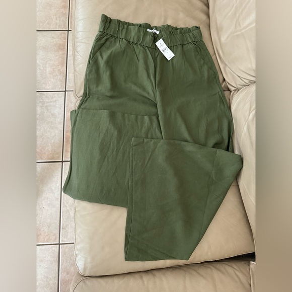 LOFT Elastic waistband wide leg linen blend pants - Picture 6 of 11